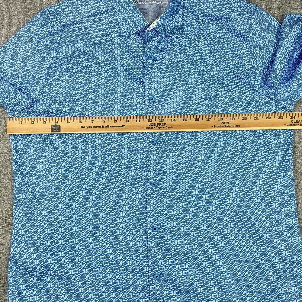 Robert Graham Dress Shirt XL Blue Geometric Print Button Up Long Sleeve Preppy - Picture 14 of 15